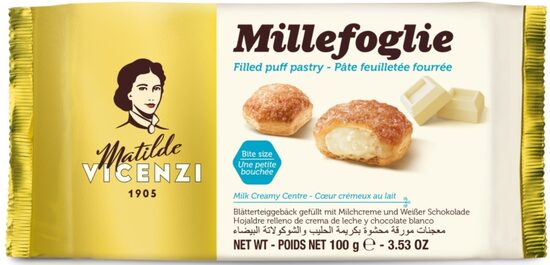 Cepumi VICENZI Millefeuille, ar krējumu, baltā šokolāde, 100g